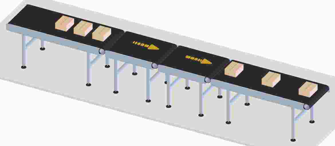 Feed the parcels into the sorter system at even gaps. 4 to 6 section conveyors for spacing to allow accurate measured infeed into the sorter.