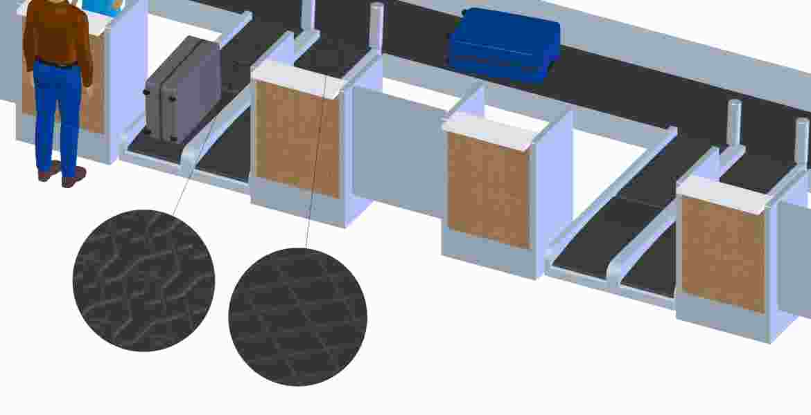 Ammeraal Beltech Check-in Belts are used in departure areas of airports around the world. Check-in and weighing systems require special properties. Our belts have profiles especially suited for the transport of roller suitcases.